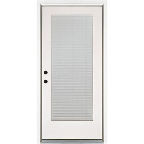 36-in x 80-in Steel Full Lite Right-Hand Inswing Ready To Paint Unfinished Single Front Door with Brickmould Insulating Core with Blinds. . 36 x 80 full lite exterior door with blinds